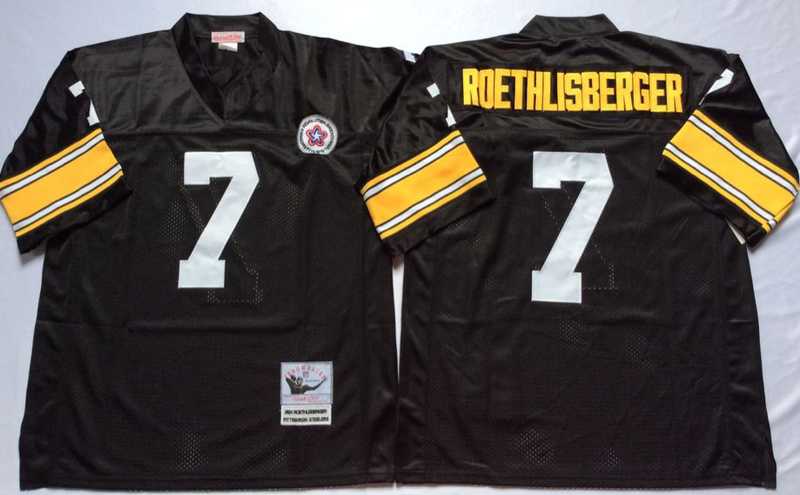 Steelers 7 Ben Roethlisberger Black M&N Throwback Jersey->nfl m&n throwback->NFL Jersey